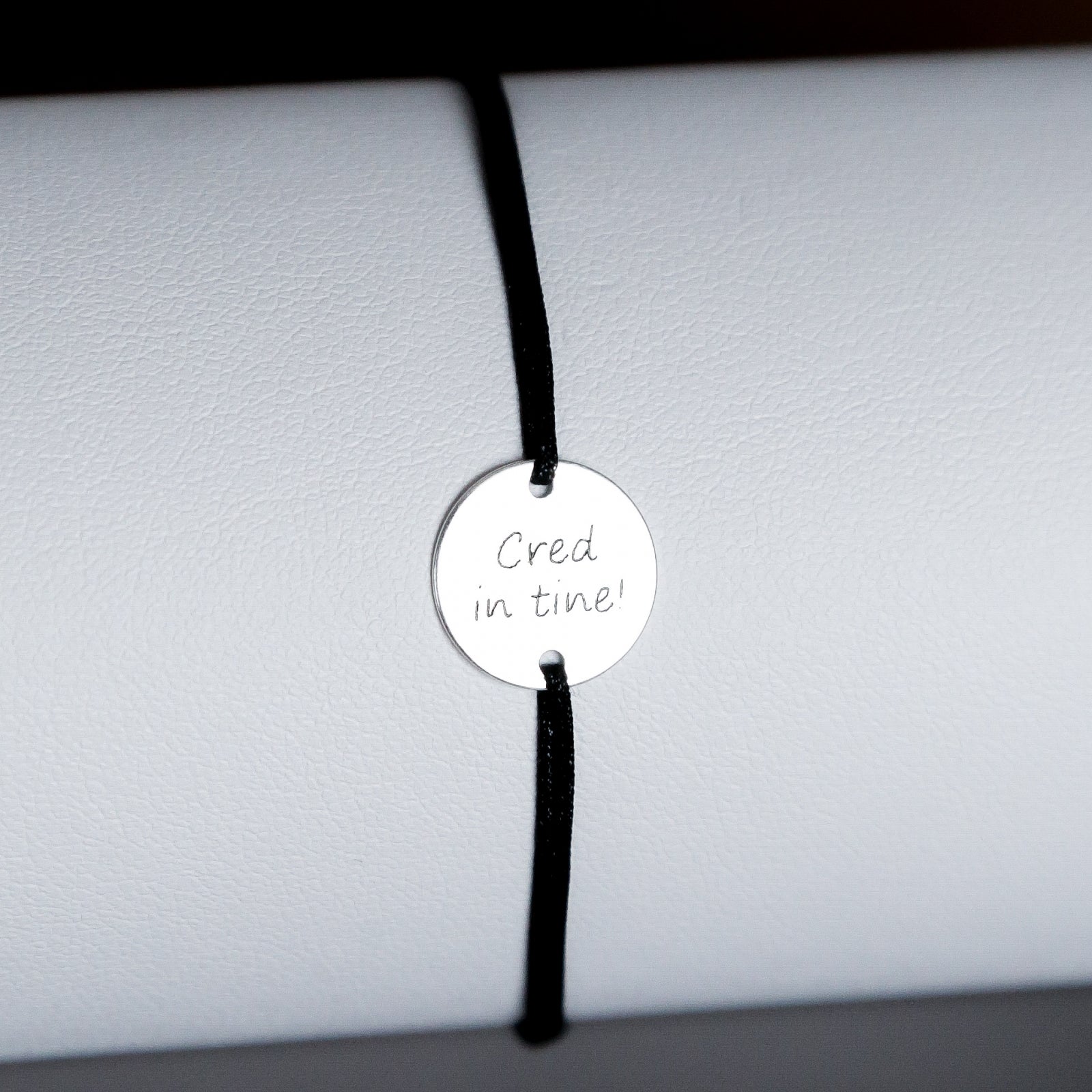 brățară personalizată bănuț 12 mm argint 925 pe șnur reglabil Maison La Stéphanie cadouri personalizate corporale