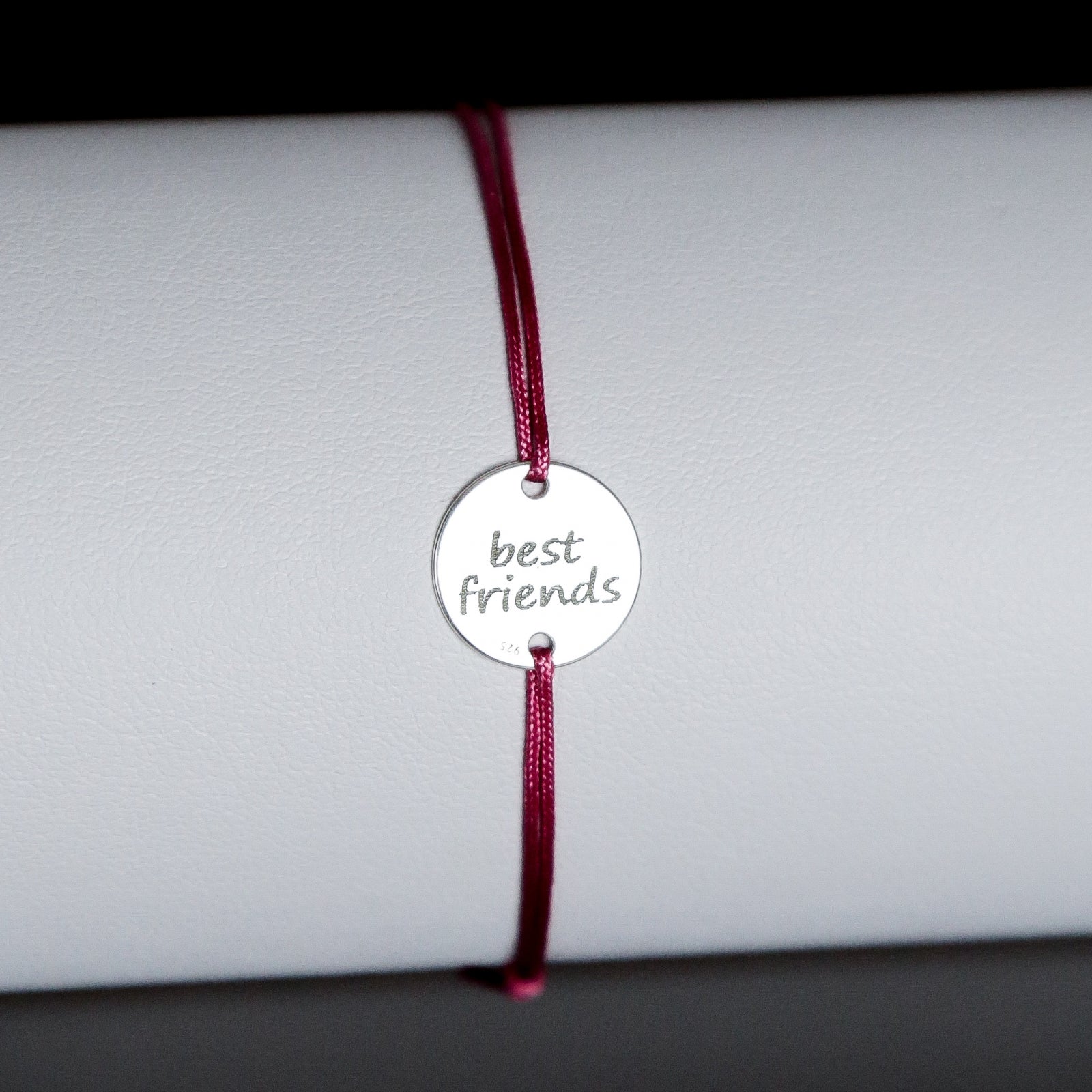brățară personalizată bănuț 12 mm argint 925 pe șnur reglabil Maison La Stéphanie prietenie