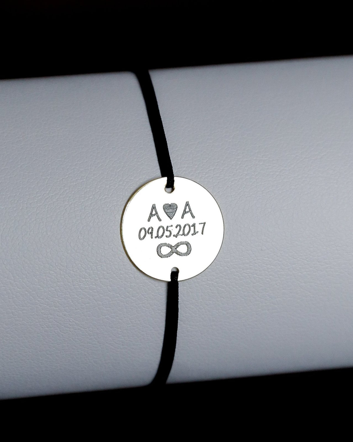 brățară personalizată bănuț 14 mm din argint 925 pe șnur reglabil Maison La Stéphanie