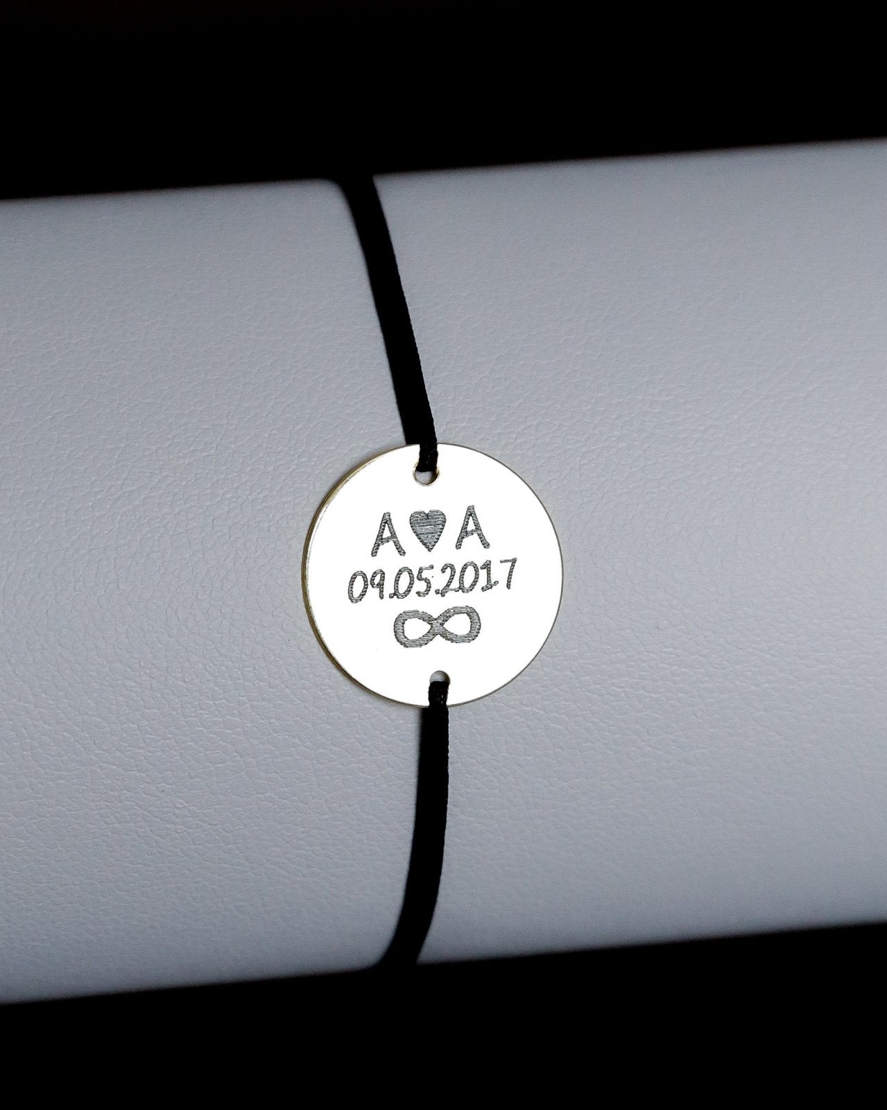 brățară personalizată bănuț 14 mm din argint 925 pe șnur reglabil Maison La Stéphanie