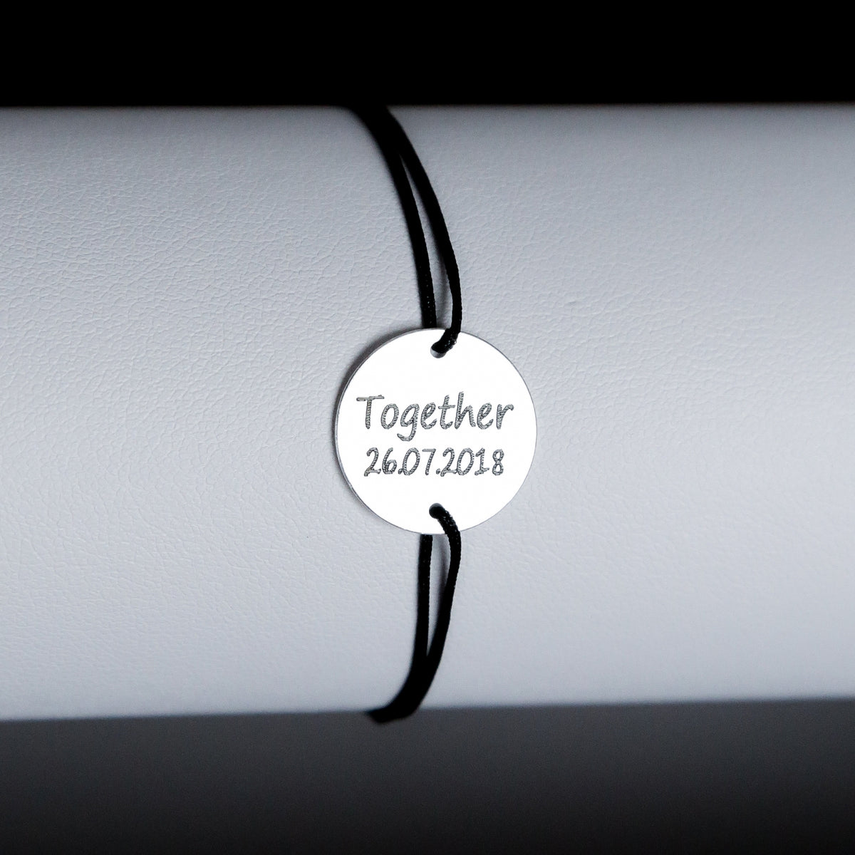 brățară personalizată bănuț 14 mm din argint 925 pe șnur reglabil Maison La Stéphanie