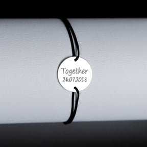 brățară personalizată bănuț 14 mm din argint 925 pe șnur reglabil Maison La Stéphanie