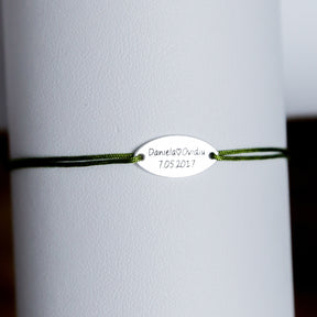 brățară personalizată cu plăcuță ovală 15x7 mm din argint 925 pe șnur reglabil Maison La Stéphanie