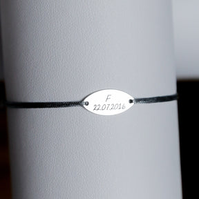 brățară personalizată cu plăcuță ovală 15x7 mm din argint 925 pe șnur reglabil Maison La Stéphanie