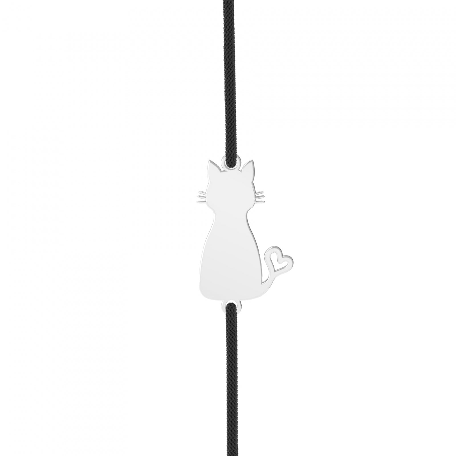 Brățară Pisicuța din argint 925 – bijuterie fină Maison La Stéphanie, ideală pentru iubitorii de pisici. Charm elegant din argint, pe șnur reglabil din mătase sintetică.