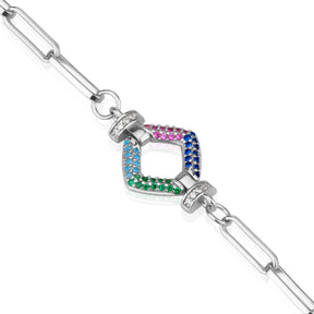 Brățară elegantă din argint 925 cu cristale multicolore zirconia – bijuterie rafinată Maison La Stéphanie, ideală ca și cadou pentru femei. Brățară colorată, veselă și elegantă, perfectă pentru purtare zilnică.