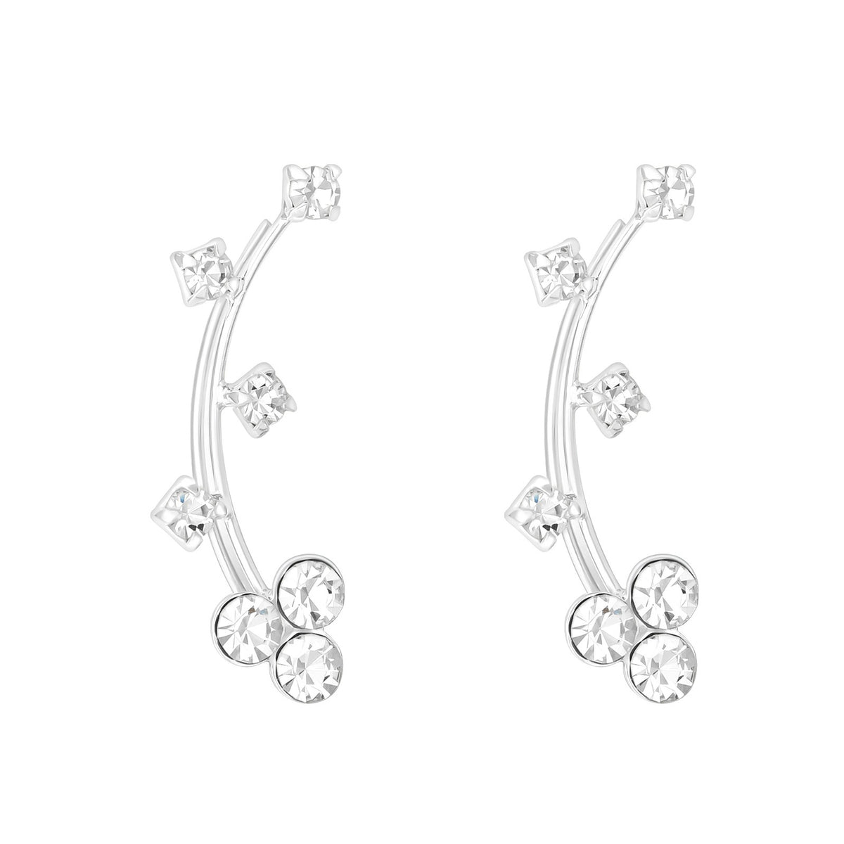 Cercei ear cuff argint 925 cu flori zirconiu – bijuterii elegante, feminine, Maison La Stéphanie.