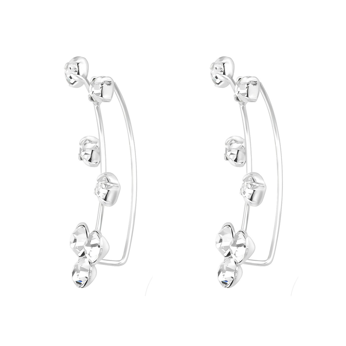 Cercei ear cuff argint 925 cu flori zirconiu – bijuterii elegante, feminine, Maison La Stéphanie.