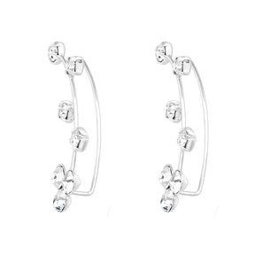 Cercei ear cuff argint 925 cu flori zirconiu – bijuterii elegante, feminine, Maison La Stéphanie.