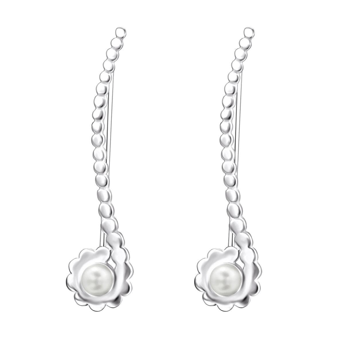 Cercei ear cuffs din argint 925 cu floare – bijuterii elegante, minimaliste și feminine, marca Maison La Stéphanie.