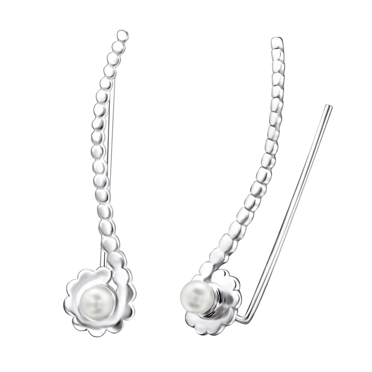 Cercei ear cuffs din argint 925 cu floare – bijuterii elegante, minimaliste și feminine, marca Maison La Stéphanie.