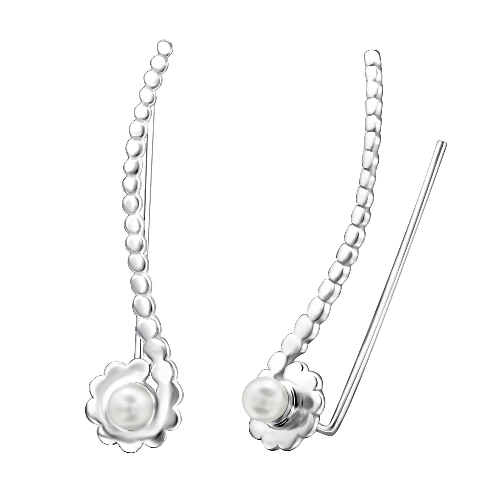 Cercei ear cuffs din argint 925 cu floare – bijuterii elegante, minimaliste și feminine, marca Maison La Stéphanie.