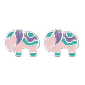 Cercei elefănței din argint 925, model colorat pentru copii – bijuterii drăguțe Maison La Stéphanie, perfecte ca dar de botez, zi de naștere sau simbol al norocului.