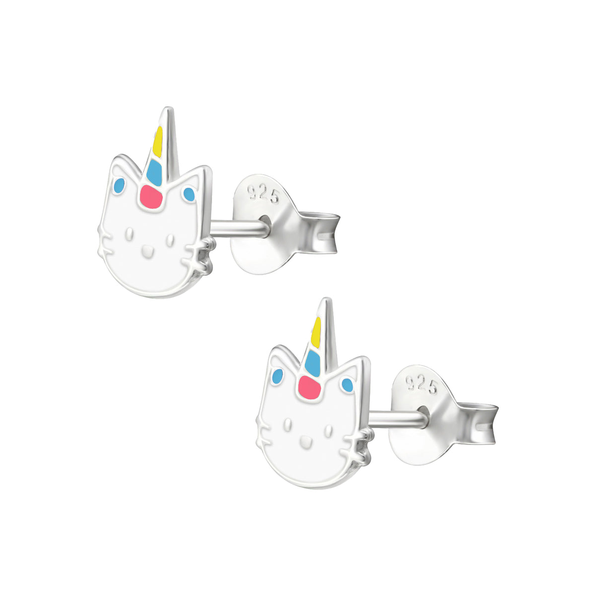 Cercei Kitty Unicorn pentru fetițe din argint 925 – bijuterii colorate pentru copii, sigure și hipoalergenice, Maison La Stéphanie.