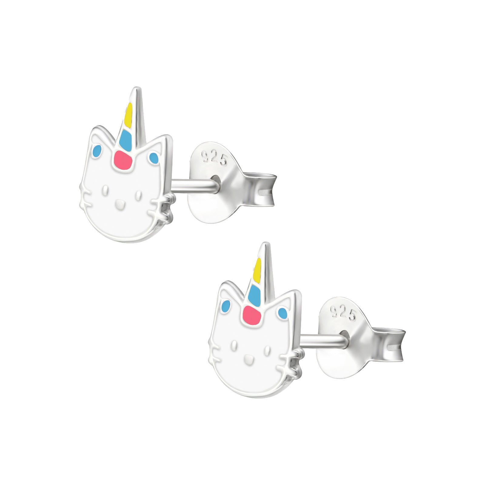 Cercei Kitty Unicorn pentru fetițe din argint 925 – bijuterii colorate pentru copii, sigure și hipoalergenice, Maison La Stéphanie.