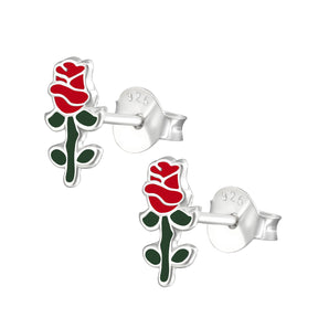 Cercei trandafir fetițe din argint 925 – bijuterii delicate pentru copii, colorate și hipoalergenice, Maison La Stéphanie.
