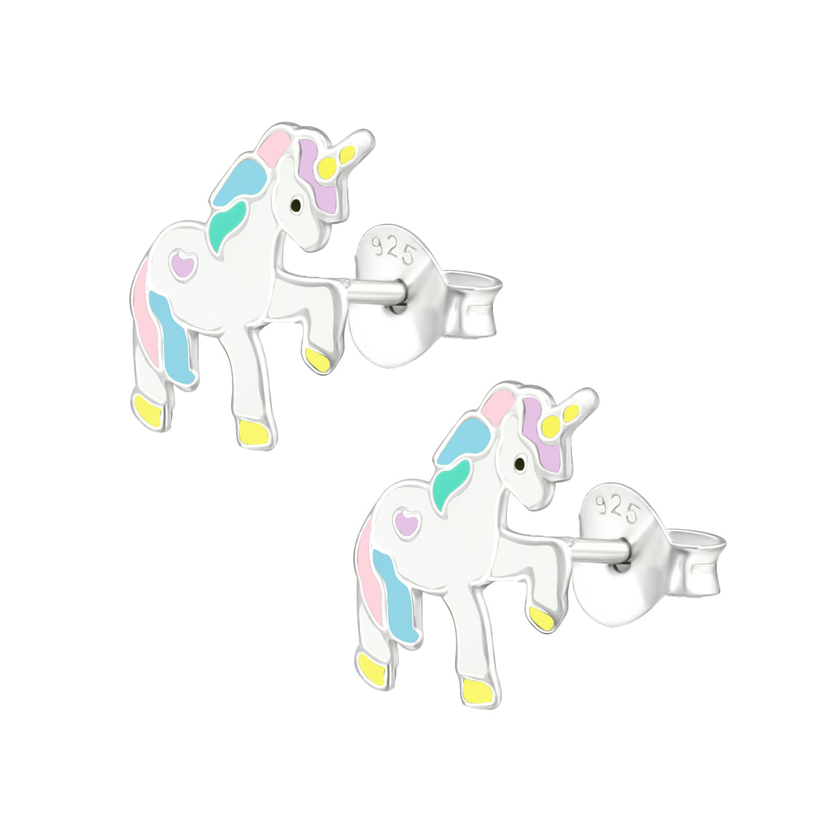 Cercei unicorn fetițe din argint 925 – bijuterii pentru copii colorate și sigure, Maison La Stéphanie.