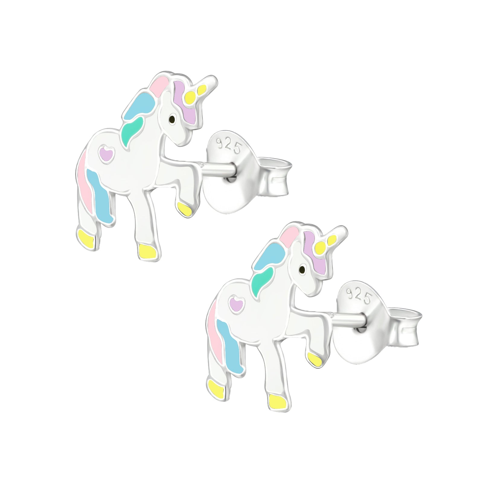 Cercei unicorn fetițe din argint 925 – bijuterii pentru copii colorate și sigure, Maison La Stéphanie.