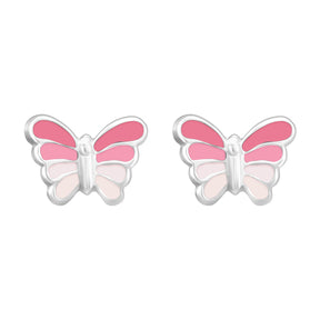 Cercei fluturași roz din argint 925, cu email colorat — bijuterie delicată Maison La Stéphanie, ideală pentru fetițe sau femei care iubesc detaliile fine.
