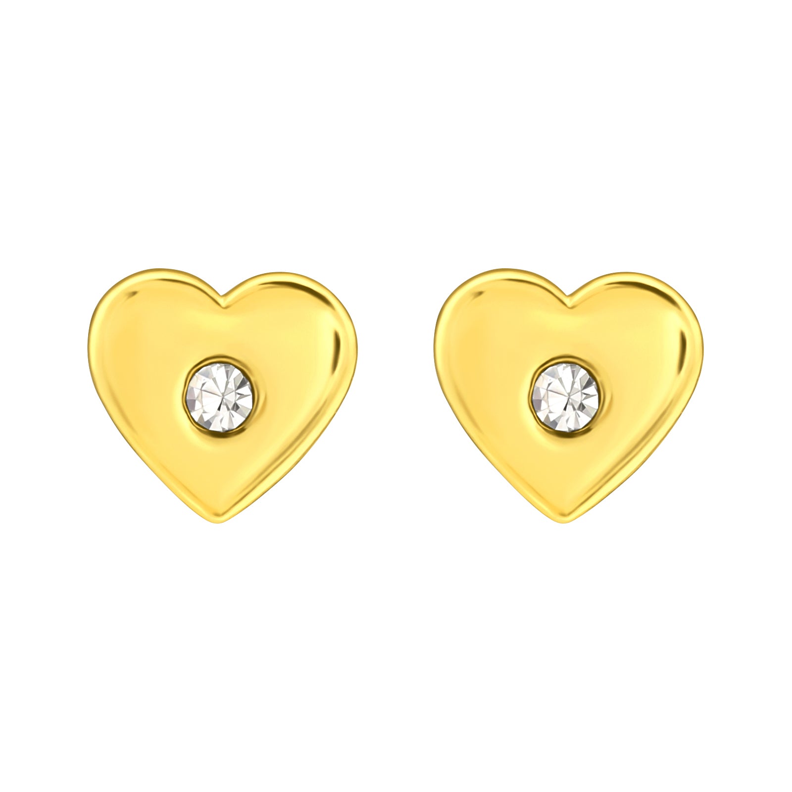 Cercei inimioară din argint 925 placat cu aur 18K, cu pietricică zirconiu strălucitoare. Bijuterii elegante Maison La Stéphanie — cadoul ideal pentru iubită, fiică sau prietenă, potrivit de purtat zi de zi.