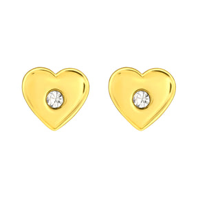 Cercei inimioară din argint 925 placat cu aur 18K, cu pietricică zirconiu strălucitoare. Bijuterii elegante Maison La Stéphanie — cadoul ideal pentru iubită, fiică sau prietenă, potrivit de purtat zi de zi.