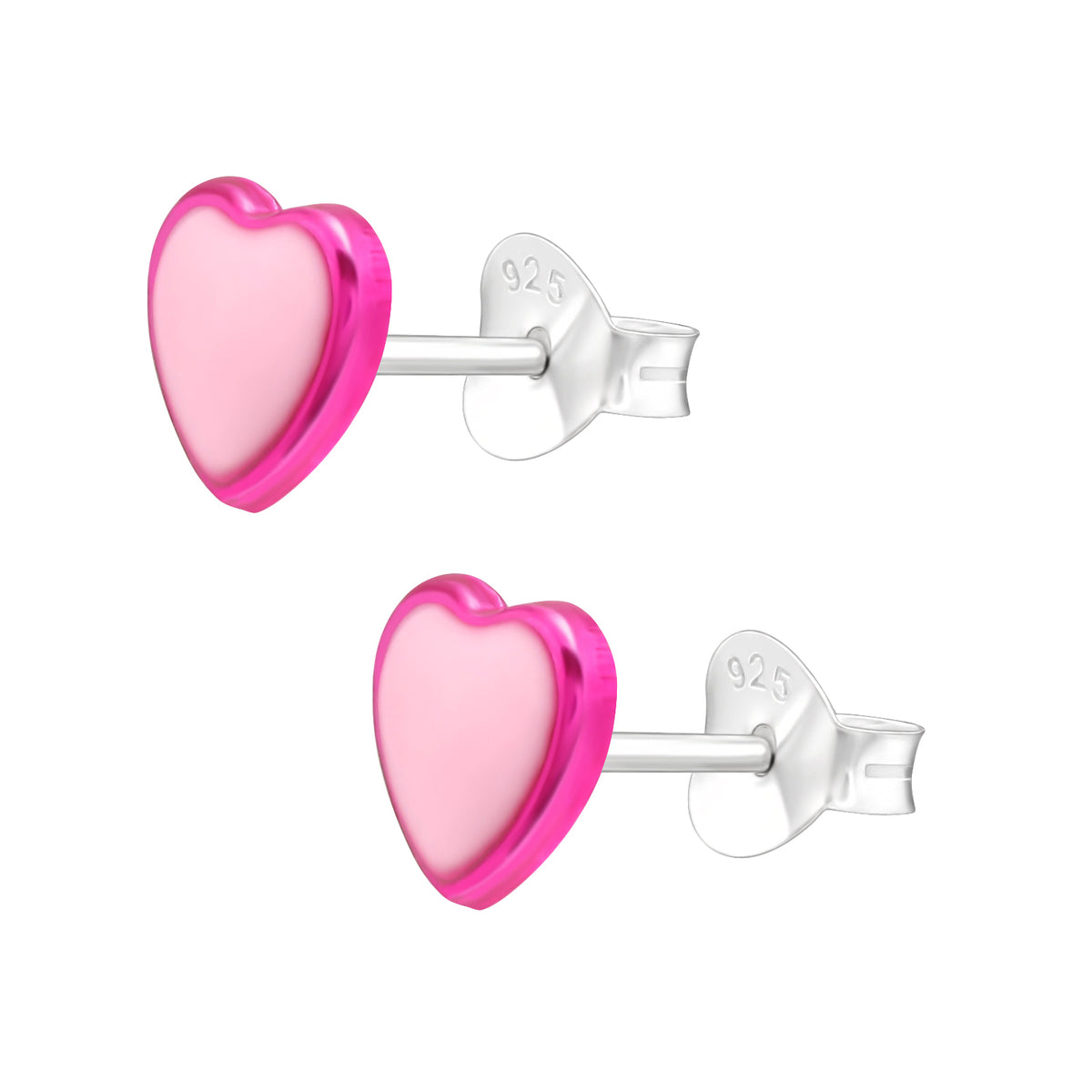 Cercei inimioare roz din argint 925, cu email colorat — bijuterie delicată Maison La Stéphanie, ideală pentru fetițe sau femei care iubesc detaliile fine.