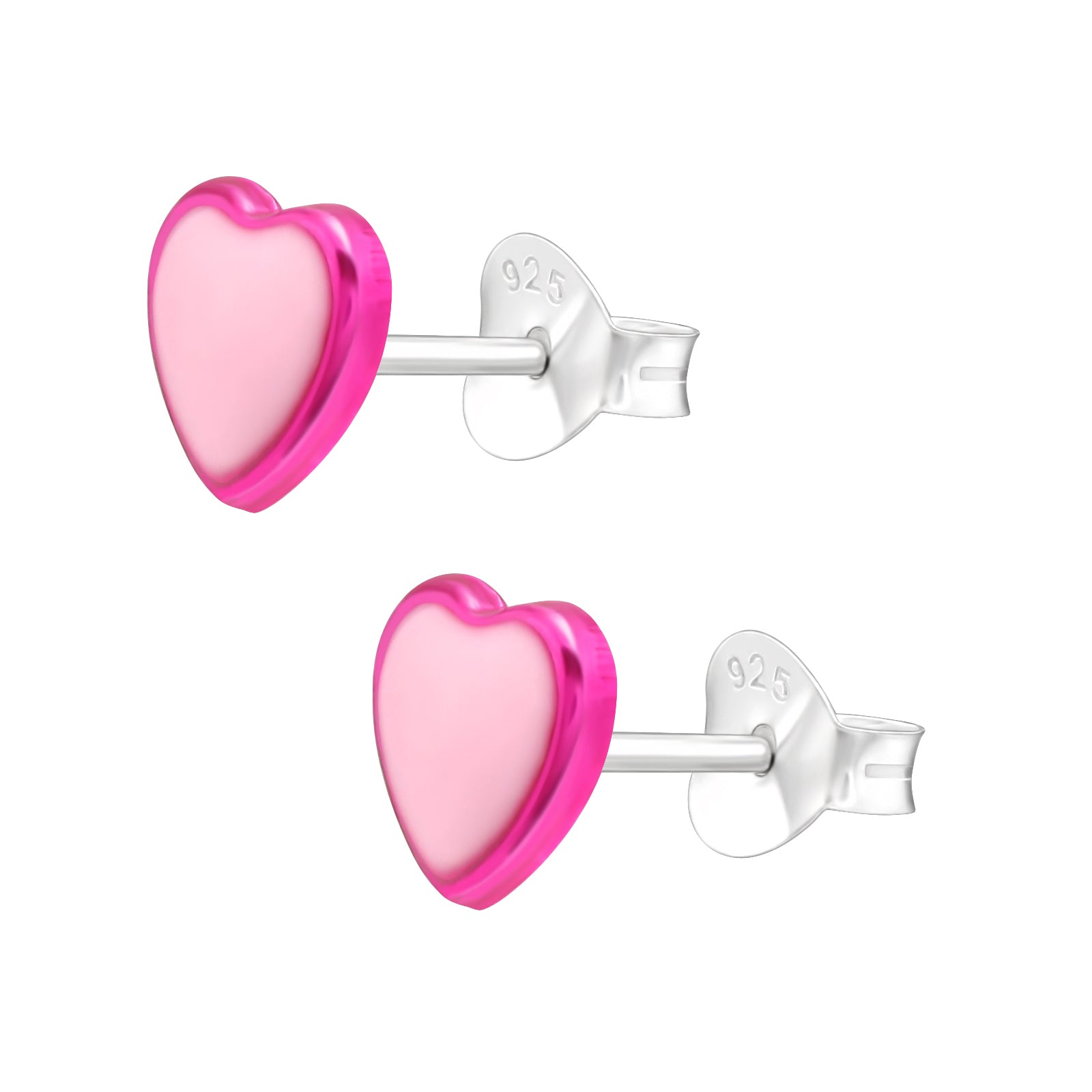 Cercei inimioare roz din argint 925, cu email colorat — bijuterie delicată Maison La Stéphanie, ideală pentru fetițe sau femei care iubesc detaliile fine.