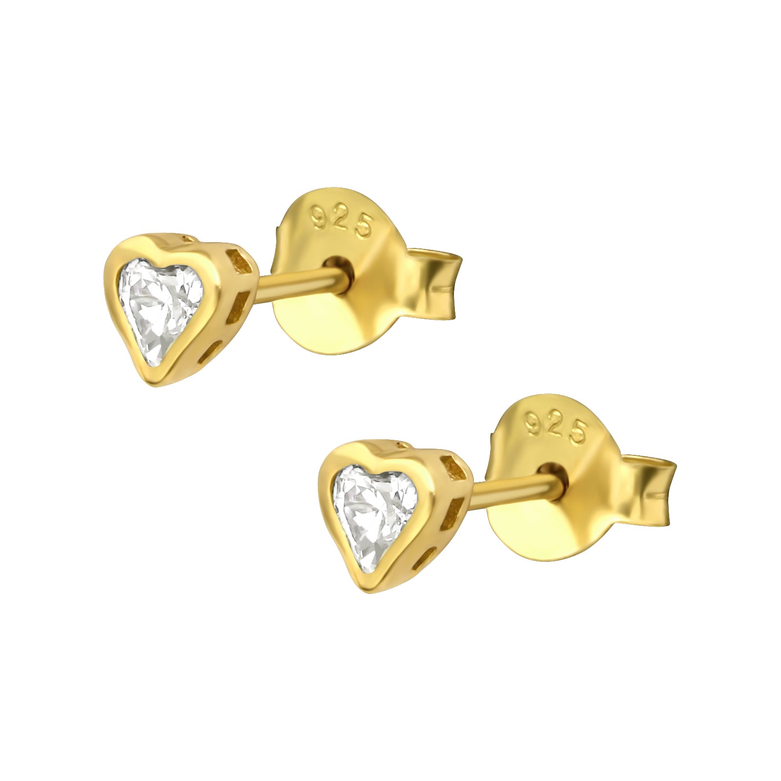 Cercei Little Heart din argint 925 placat cu aur 14K – cercei inimioară cu zirconiu alb, bijuterie delicată perfectă pentru cadou de Crăciun sau Moș Nicolae.