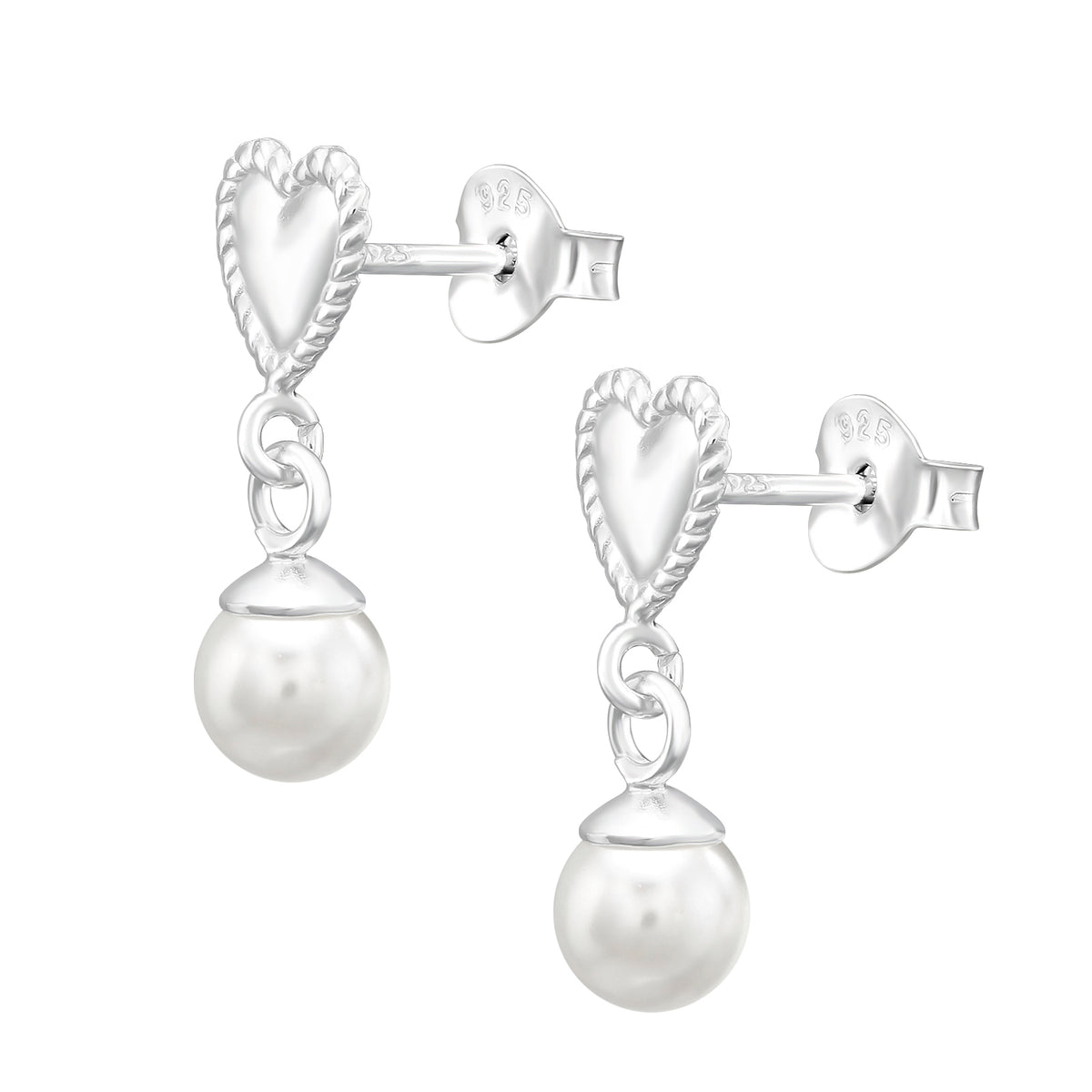 Cercei din argint 925 cu inimă și perlă, bijuterie elegantă Maison La Stéphanie – cadou rafinat pentru iubită sau soție, potrivit pentru ocazii romantice și ținute feminine.