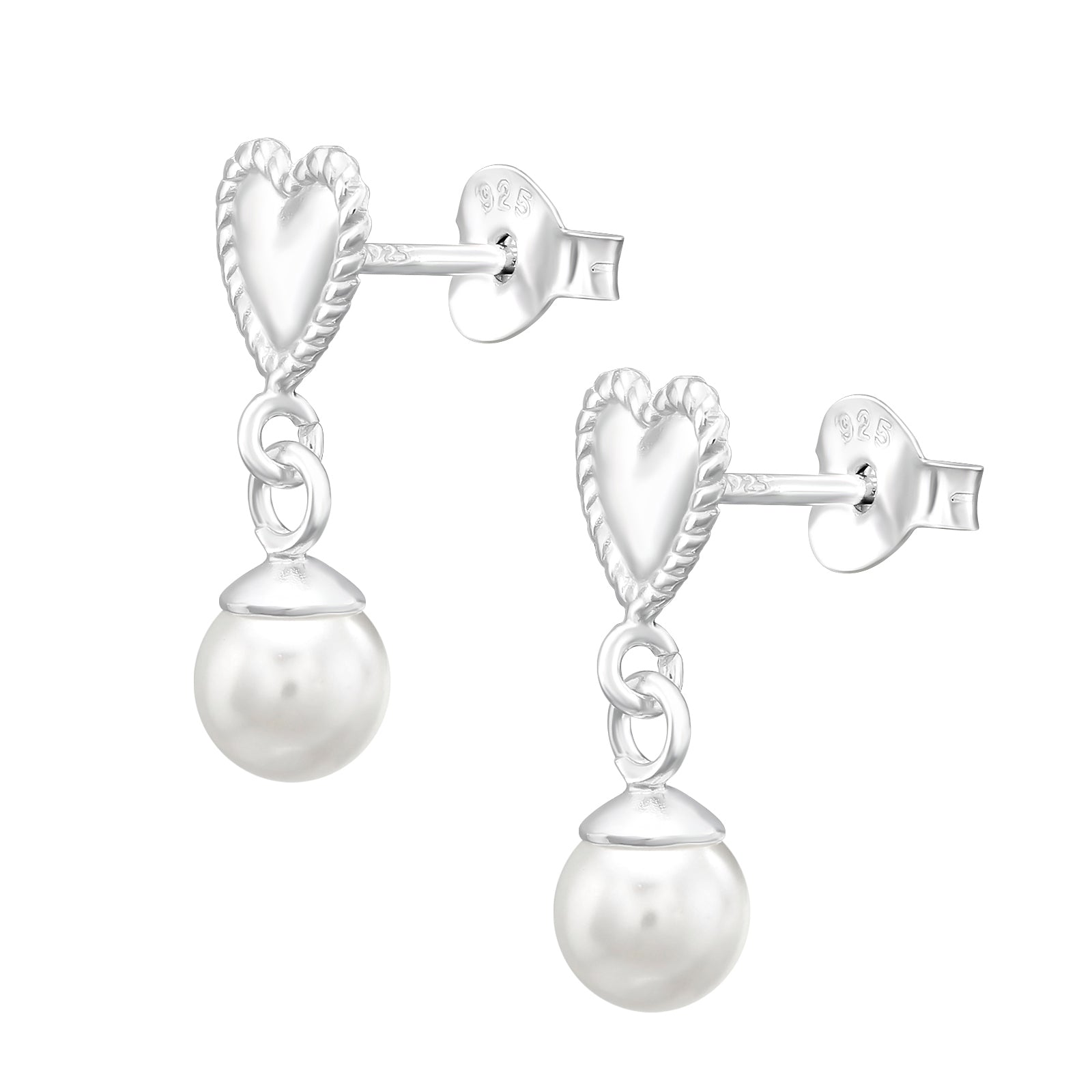Cercei din argint 925 cu inimă și perlă, bijuterie elegantă Maison La Stéphanie – cadou rafinat pentru iubită sau soție, potrivit pentru ocazii romantice și ținute feminine.