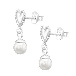 Cercei din argint 925 cu inimă și perlă, bijuterie elegantă Maison La Stéphanie – cadou rafinat pentru iubită sau soție, potrivit pentru ocazii romantice și ținute feminine.