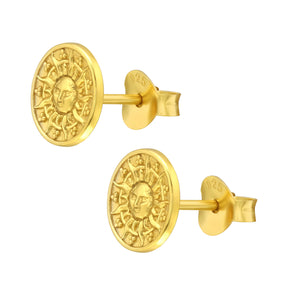 Cercei Mystic Sun din argint 925 placat cu aur 14K – bijuterii solare cu simbol mistic, perfecte pentru cadouri rafinate de Crăciun, vară sau aniversare.