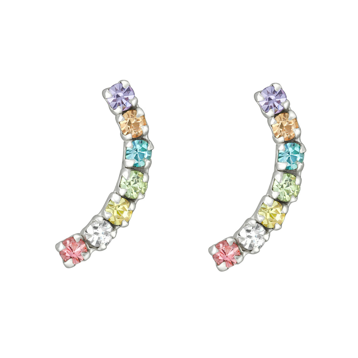 Cercei Rainbow Kiss argint 925 cu zirconii colorate – bijuterie elegantă, design curbat, Maison La Stéphanie