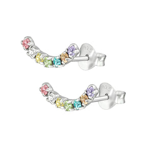 Cercei Rainbow Kiss argint 925 cu zirconii colorate – bijuterie elegantă, design curbat, Maison La Stéphanie