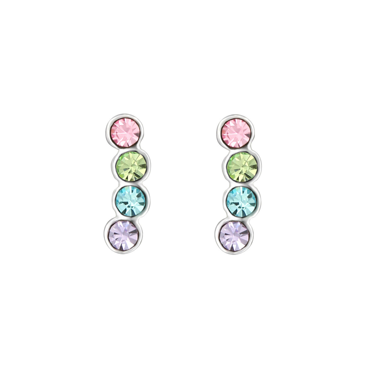 Cercei din argint 925 cu pietre zirconia multicolore – bijuterii fine, elegante și pline de culoare. Model Rainbow Zirconia by Maison La Stéphanie.