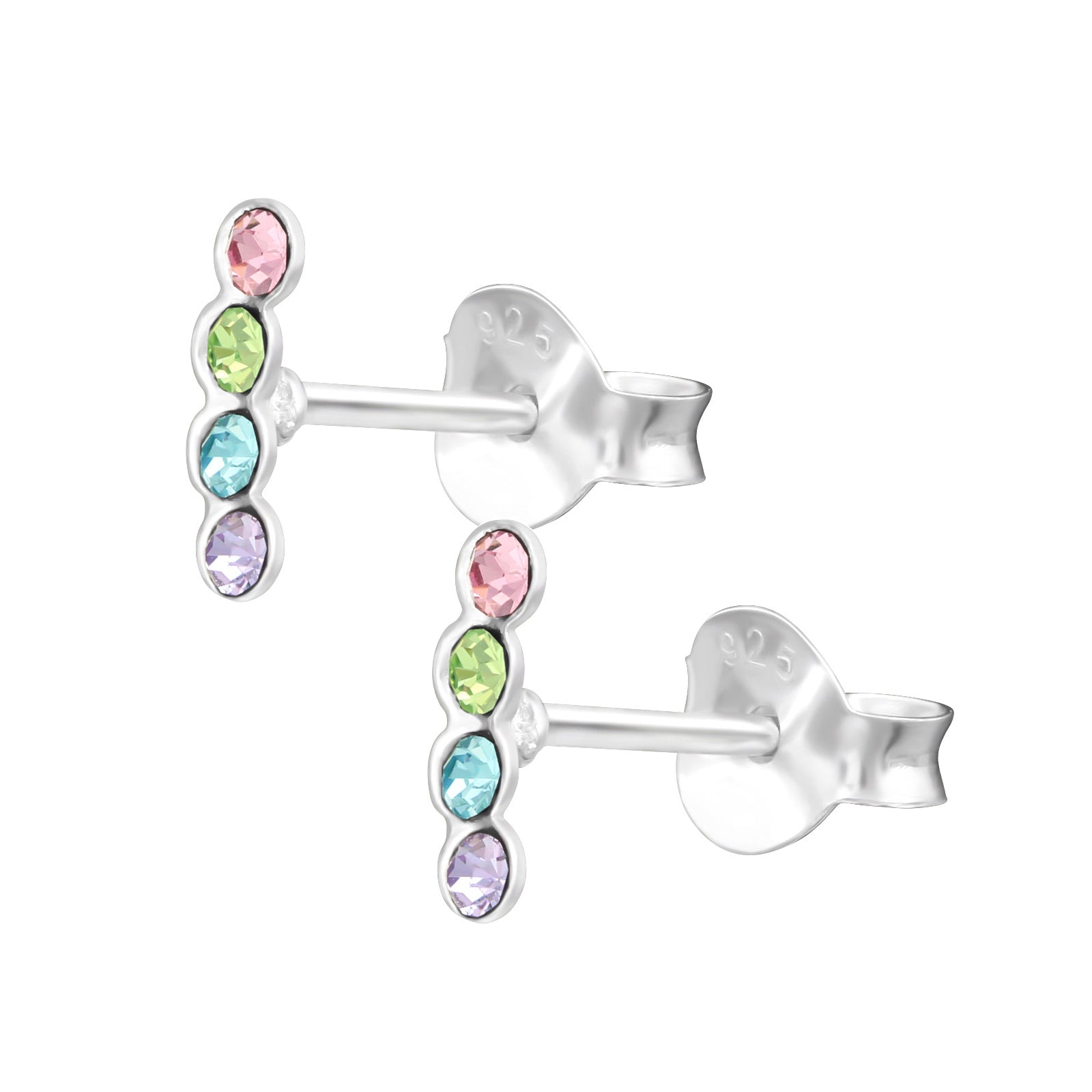 Cercei din argint 925 cu pietre zirconia multicolore – bijuterii fine, elegante și pline de culoare. Model Rainbow Zirconia by Maison La Stéphanie.