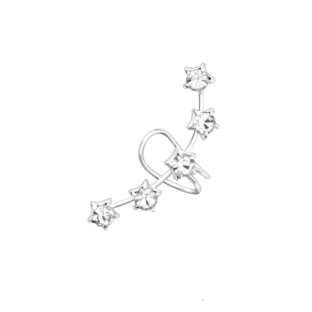 Cercei Silver Ear Cuffs Stars din argint 925 – cercei tip ear cuff cu pietre zirconiu, design în formă de stele, Maison La Stéphanie.