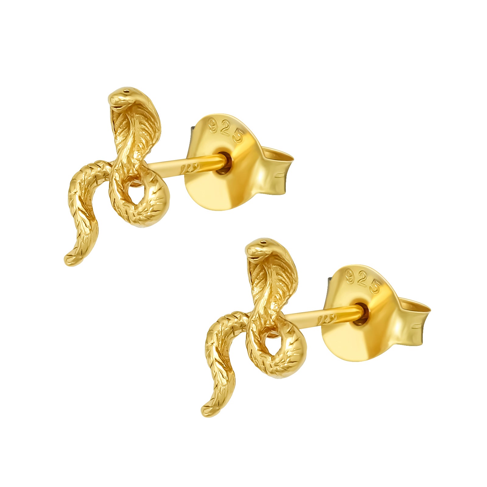 Cercei Snake din argint 925 placat cu aur 14K – bijuterii simbolice cu design în formă de șarpe, elegante și moderne, ideale pentru cadou de Crăciun.