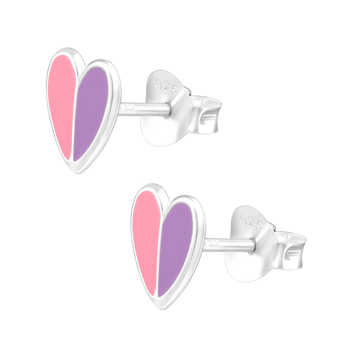 Cercei inimioare roz din argint 925, email pastel – bijuterii adorabile Maison La Stéphanie, perfecte pentru cadou sau purtare zilnică.