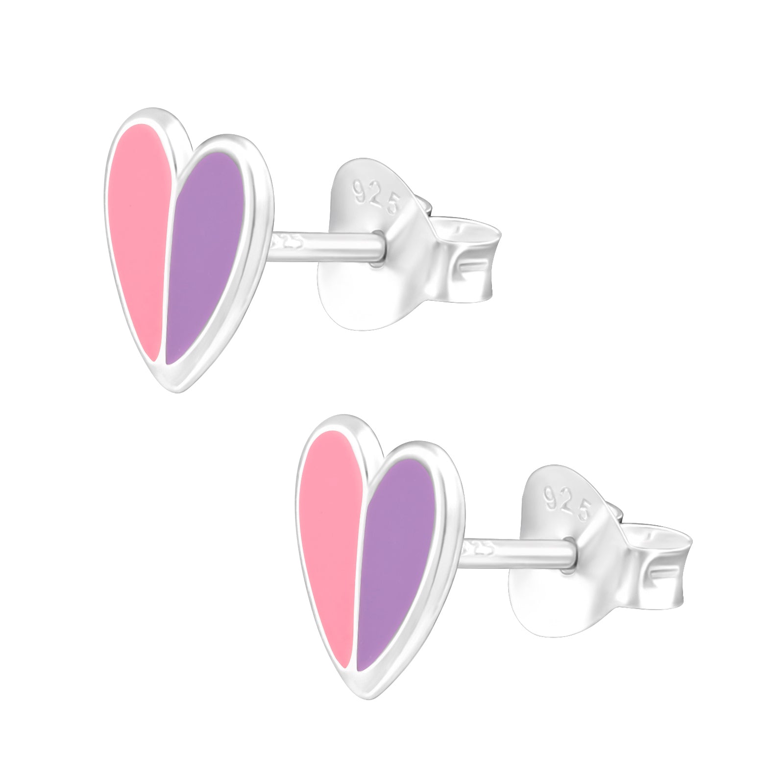 Cercei inimioare roz din argint 925, email pastel – bijuterii adorabile Maison La Stéphanie, perfecte pentru cadou sau purtare zilnică.