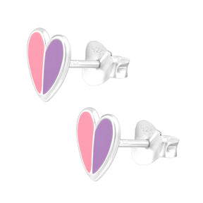 Cercei inimioare roz din argint 925, email pastel – bijuterii adorabile Maison La Stéphanie, perfecte pentru cadou sau purtare zilnică.