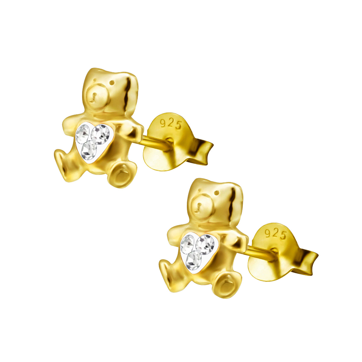 Cercei Teddy Bear din argint 925 placat cu aur 14K – bijuterii drăgălașe pentru copii, perfecte ca dar de Crăciun sau Moș Nicolae.