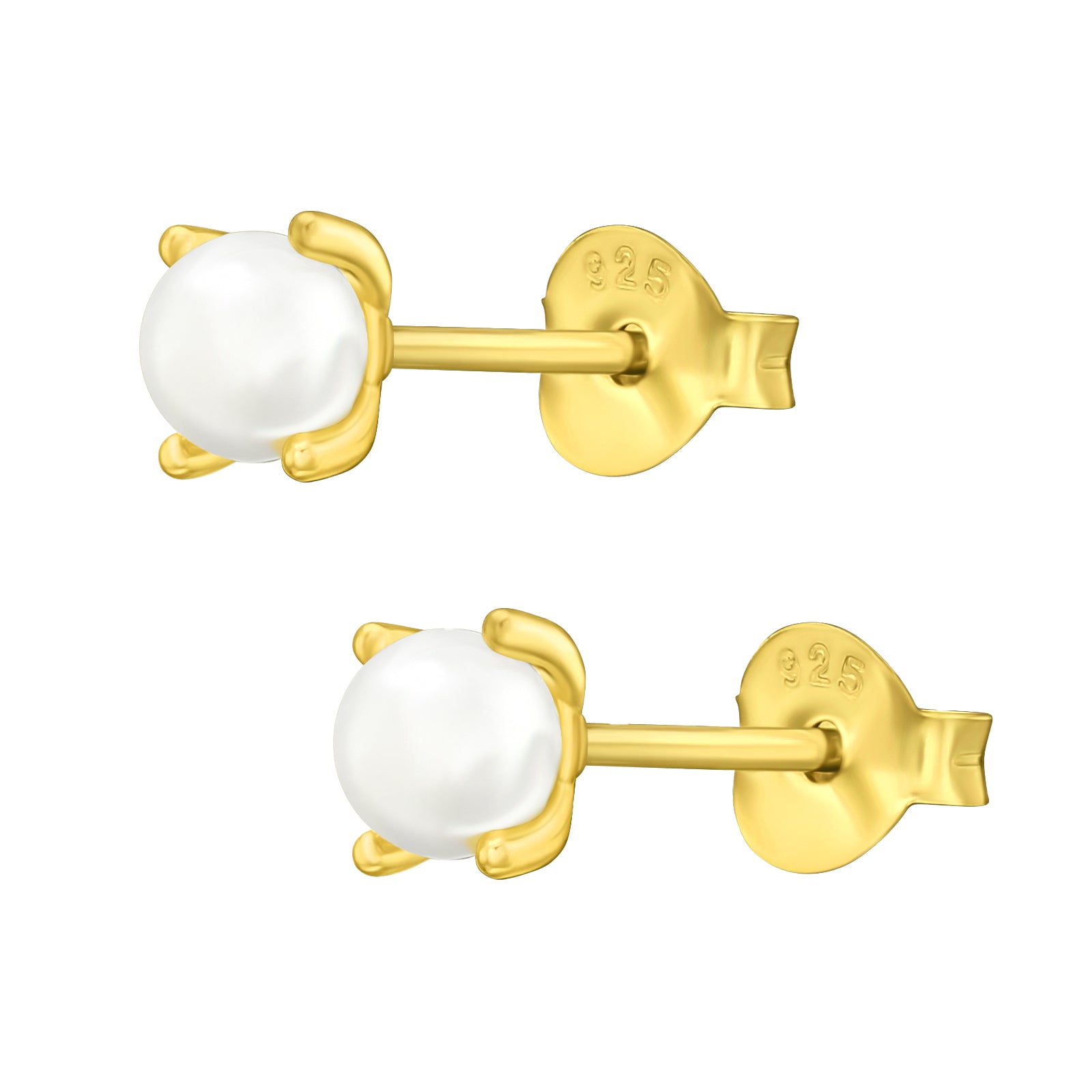 Cercei din argint 925 placat cu aur și perle delicate de sticlă – bijuterie minimalistă Maison La Stéphanie, elegantă și feminină, perfectă pentru cadou sau purtare zilnică.