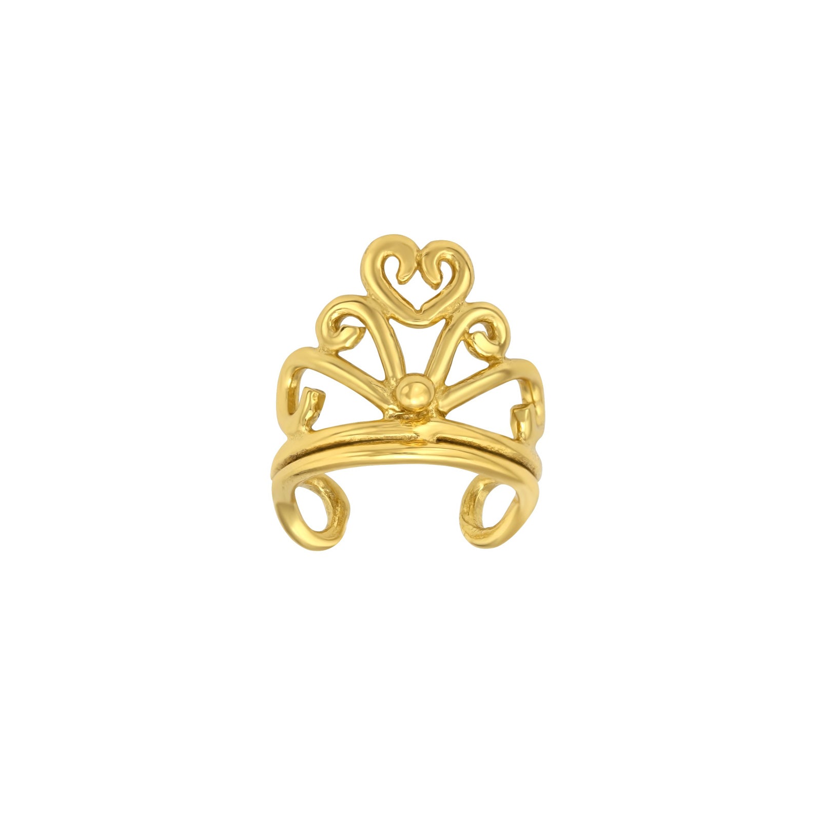 Cercel Earcuff Crown din argint 925 placat cu aur 14K – bijuterie regală fără perforație, ideală pentru lookuri elegante și cadouri rafinate.