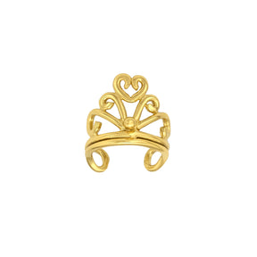 Cercel Earcuff Crown din argint 925 placat cu aur 14K – bijuterie regală fără perforație, ideală pentru lookuri elegante și cadouri rafinate.