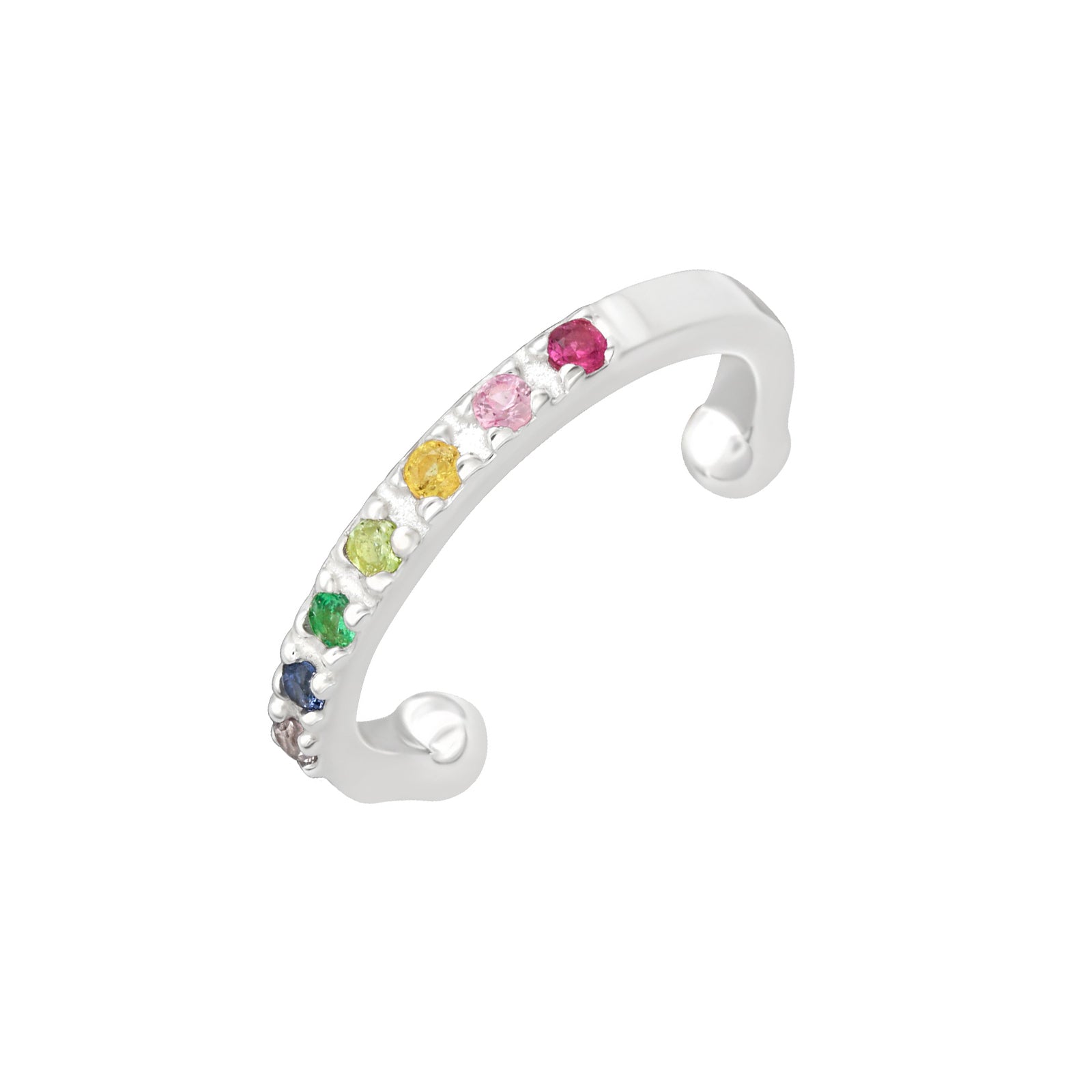 Cercel earcuff din argint 925 cu zirconii colorate – model Rainbow, bijuterie elegantă și versatilă Maison La Stéphanie.