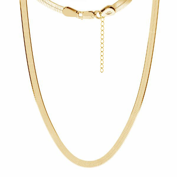 Colier Herringbone din argint 925 placat cu aur de 18K – lanț elegant Maison La Stéphanie, cu reflexii calde și finisaj neted, ideal pentru layering sau purtare solo.