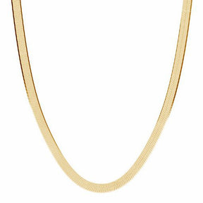 Colier Herringbone din argint 925 placat cu aur de 18K – lanț elegant Maison La Stéphanie, cu reflexii calde și finisaj neted, ideal pentru layering sau purtare solo.