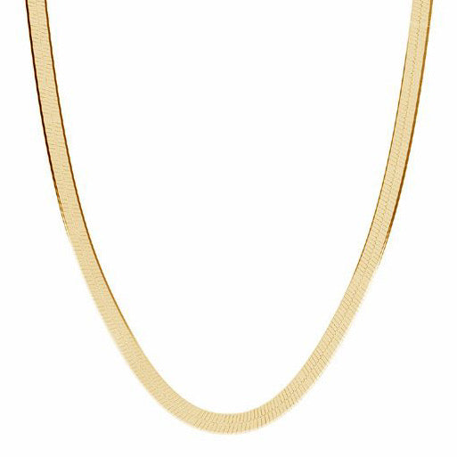Colier Herringbone din argint 925 placat cu aur de 18K – lanț elegant Maison La Stéphanie, cu reflexii calde și finisaj neted, ideal pentru layering sau purtare solo.