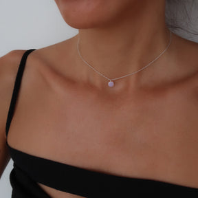 Colier Opal diafan din argint 925 cu piatră opal roz-albastru, bijuterie elegantă Maison La Stéphanie – cadoul perfect pentru iubitoarele de detalii fine.